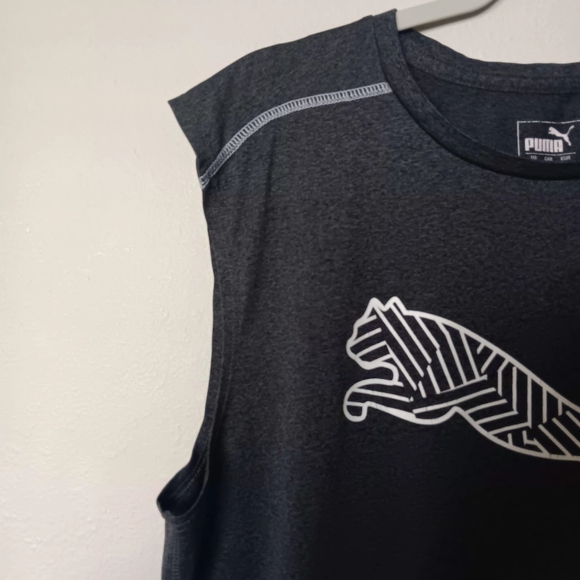 Puma Black Sleeveless Athletic Tank with White Logo - Picture 5 of 11